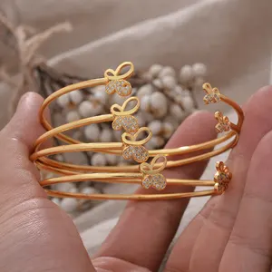 France Luxury Gold Color Bangles For Women Dubai Bridal Wedding African Bangles Bracelets Women Party Gift