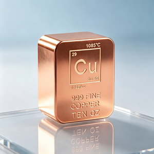 Barre de cuivre minéralisée à coins arrondis de 10 oz, .999 pur, pour investissement et souvenir / Brique de cuivre - Product Image 1