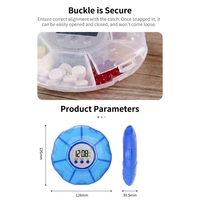 Boîte de rangement pour pilules, organiseur de médicaments hebdomadaire, boîte à pilules ronde électronique à 7 compartiments avec rappel de minuterie intelligent