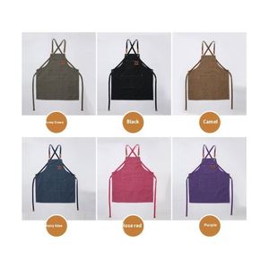 Custom 100% Cotton Canvas Cooking <b>Kitchen</b> Bib <b>Aprons</b> Waterproof and Oil-proof for Men Sleeveless - Product Image 2