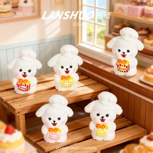 Lanshuo Cartoon Puppy Chef Resin Figurine Mini 3D Decor <b>Car</b> Desktop Ornament Soft DIY Accessory - Product Image 2