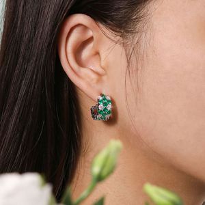 Pendientes en forma de C de Esmeralda de moissanita de alto grado de lujo cultivado de plata esterlina S925 - Product Image 4