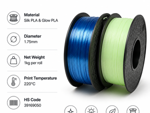 Filamento PLA de Seda Yiqiu3D de 1.75mm, Paquete Combinado, Filamento para Impresora 3D Tricolor y Fluorescente para Bambu Lab Creality - Product Image 4