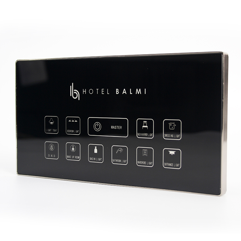 Personalizado múltiples botón táctil interruptor hotel integrado habitación sistema de automatización con nombre del hotel