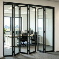 Portes pliantes accordéon en aluminium et verre avec charnières en nylon pour armoire intérieure, placard à persiennes, gain de place