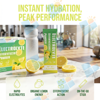Sachets de poudre effervescente électrolytique sans sucre et sans calories, saveur citron, pour une hydratation rapide, marque privée OEM/ODM