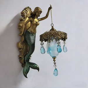 Lanterna da Parete per Halloween, Statua di Angelo Maria, Scultura di Sirena, Artigianato in Resina, Decorazione per Esterni e Cornici di Porte - Product Image 3