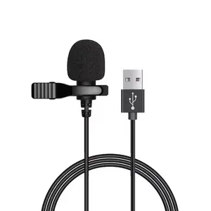 Holesale-micrófono de condensador mini Lavalier con enchufe, micrófono estéreo mnidireccional para portátil