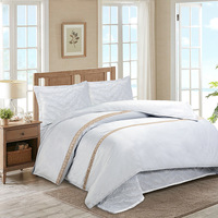 Parure de lit en velours hollandais pour le commerce extérieur, 4 pièces, housse de couette matelassée unie de style américain, couvre-lit brodé 3D
