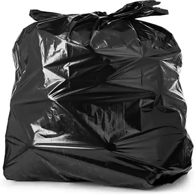 Compostaリサイクル可能な防水カスタムロゴ印刷ヘビーデューティー巾着黒プラスチックゴミ袋/プラスチック巾着ゴミ袋
