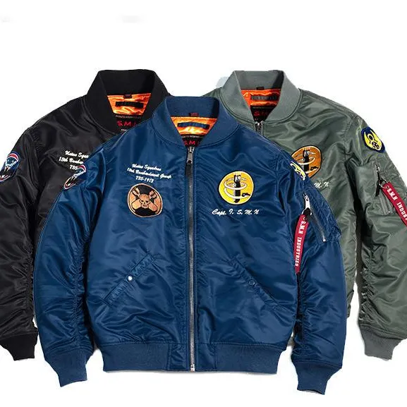 Custom Mens Inverno Alta Qualidade Ma-1 Vôo Casacos Couro Confortável Flight Jacket