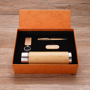 Factory Direct Sales High-capacity Wood Insulated Silk Screen Printed Cup Pen USB Keychain Luxury Father's Day Back School Gift