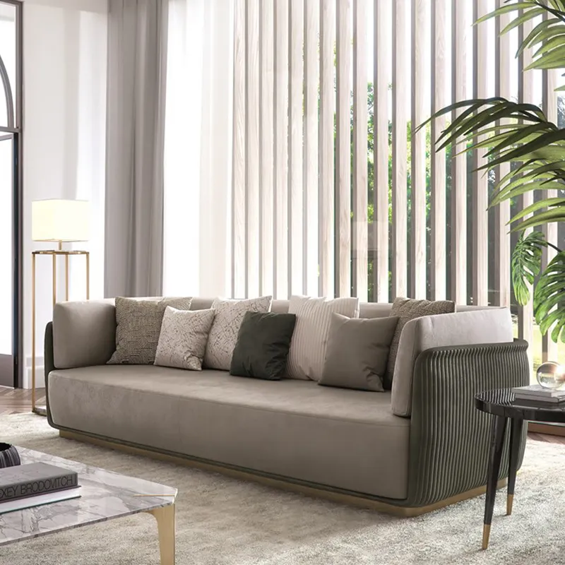 Italiaanse Stijl Woonkamer Fluwelen Stof Bank 3 Zits Europese Couch Moderne Luxe Hotel Aangepaste Sofa Set