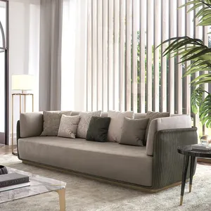 Italian style living room velvet fabric sofa 3 seater European couch modern luxury hotel customized sofa set