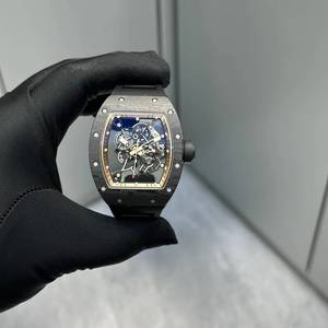High-quality RM 055 <b>black</b> and gold carbon fiber model, gears rotate, the flywheel turns, blue coating, waterproof <b>watch</b> - Product Image 1