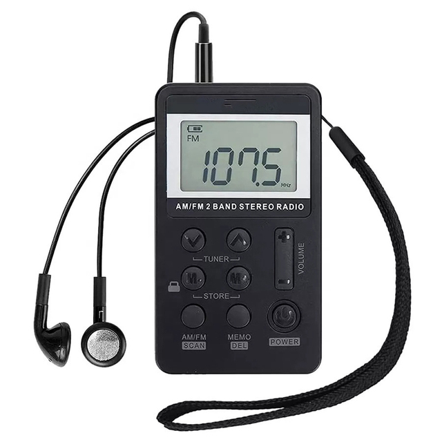 Personal AM/FM Portable Pocket Radio Rechargeable Mini Radio with Earphone for Walking, Jogging