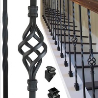 Balustre moderne en fer forgé pour escalier intérieur, avec panier simple et design à collier, pièces décoratives en acier pour escaliers et terrasses