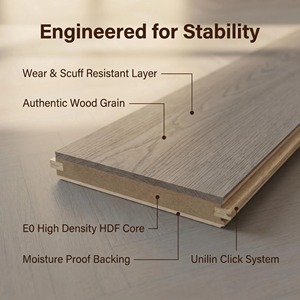 Suelo Laminado <span class=keywords><strong>de</strong></span> Madera con Diseño Espiga, 10mm, E0, Sistema <span class=keywords><strong>de</strong></span> Clic Unilin, Tablas Pequeñas, Fotocatalizador, Biselado, Impermeable, Parqué Híbrido - Product Image 1