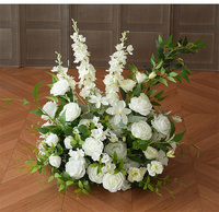Rangkaian Bunga Karangan Bunga Sutra Mawar Hydrangea C-591 Putih untuk Dekorasi Upacara Pernikahan