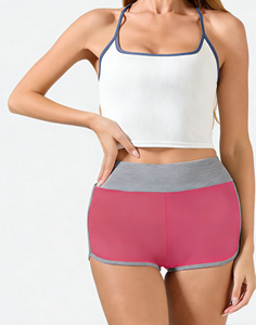 Ensemble de 3 shorts de course en polyester respirant à taille haute élastique avec bordure contrastante pour la gym et l'entraînement (Noir/Noir/Rose) – Décontracté - Product Image 6