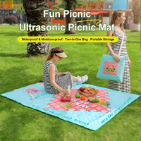 Tapis de pique-nique portable d'extérieur deux-en-un, en tissu Oxford 600D, imperméable, épaissi, pliable, pour la plage et le camping