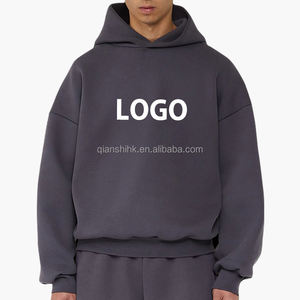 Pull bleu blanc sweats à capuche hommes Streetwear unisexe français éponge recadrée à capuche hommes Logo personnalisé haute qualité sweat à capuche surdimensionné - Product Image 5