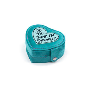 Portable en forme de coeur Denim velours bouton presse boîte de rangement motif personnalisé bijoux sac fourre-tout pour boucles d'oreilles - Product Image 4