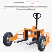 Chariot à palettes tout-terrain de type montagne YCMG 1 tonne, pour terrains accidentés, avec pompe hydraulique manuelle