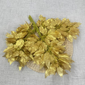 Branches artificielles de banian, plantes artificielles, feuilles en tissu, décoration de fond pour mariage et maison, plantes décoratives, branches jaunes artificielles - Product Image 1