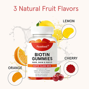 Rosebest OEM Private Label 10000mcg Biotin Permen Kunyah untuk Pertumbuhan Rambut, Kulit, dan Kuku dengan Vitamin C dan E untuk Rambut, Kulit, dan Kuku yang Sehat - Product Image 5