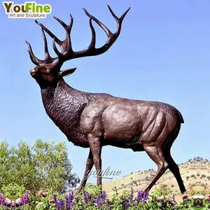 批发户外铸造巨型古董青铜鹿雕像