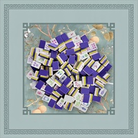 Tapis de jeu de mahjong américain professionnel 4 couches de 32 mm (1-1/4 po) avec 160 tuiles en acrylique lourd couleur lavande, vert sauge et feuillage doré