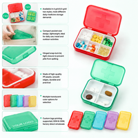 Boîte à pilules portable avec logo croix, 4 ou 6 compartiments, étui de rangement de médicaments de voyage, étui à pilules de poche, conteneur de vitamines avec logo personnalisé