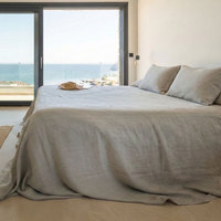 Ensemble de literie de luxe de style nordique 4 pièces, ensemble de draps pré-lavés, doux pour la peau pour un sommeil nu, en stock en gros