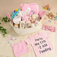 Coffret cadeau pour bébé de la naissance à 6 mois avec serviette en coton, poupée et jouet - Panier cadeau