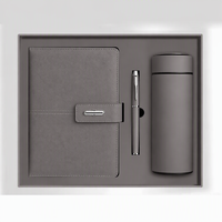 Ensemble cadeau d'entreprise personnalisé, carnet en cuir PU avec gobelet en acier inoxydable et clé USB, cadeau promotionnel de luxe