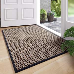 Alfombra de Entrada para Puerta de Casa, Rectangular, con Patrón Geométrico, Antideslizante, de Fibra de Poliéster, para Interiores y Exteriores - Product Image 1
