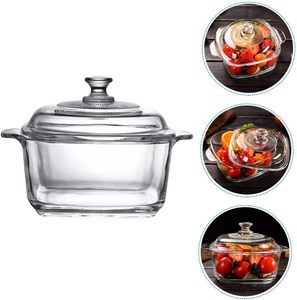 ชามสลัดอาหารหม้อแก้วสีเหลืองอำพันหูสองชั้นเครื่องครัวเครื่องครัวถ้วยแก้วพร้อมฝาปิด - Product Image 6