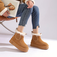 Bottes de neige basses en cuir véritable et daim de vache pour femme, nouvelle collection hiver, doublure chaude, confortables, chaussures de mode pour l'extérieur, chaussures chaudes