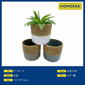 All'ingrosso grandi vasi da fiori in ceramica 13x13x12cm bianco grigio colori misti vetrate fioriere per la decorazione della casa per il pavimento della sala da pranzo - Product Image 1