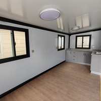 Maison préfabriquée extensible en conteneur à toit incliné imperméable - Villa capsule, maison familiale mobile préfabriquée portable de petite taille