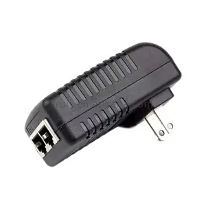 Steker AS dipasang dinding 24v 48v catu daya kamera melalui adaptor Ethernet pasif Rj45 12v 2a injektor Poe