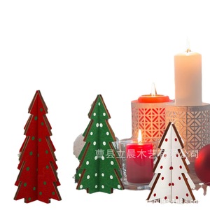 Wooden <b>Christmas</b> <b>Tree</b> Ornaments <b>Mini</b> Solid Wood Painted Tiered Decor Home <b>Christmas</b> Decoration - Product Image 1