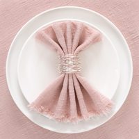 Serviettes en coton et lin, couleur rose poudré, pour Pâques et le printemps, serviettes en tissu lavables, serviettes de table en coton à franges