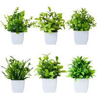 Plantes artificielles miniatures en pot, fausse verdure, petits bonsaïs avec pot en plastique, décoration de bureau, fausse herbe, vente en gros d'usine