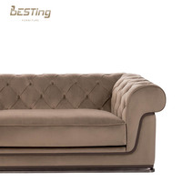 Möbel Wohnzimmer Sofa-Set Modernes Chesterfield-Sofa Mico-Fiberleder 100 % Massivholz europäischer Stil Stoff Sofa aus Samt