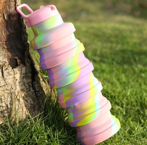 Gobelet à paille en silicone 500 ml, léger, anti-fuite, bouteille d'eau pliable en silicone pour les voyages, la randonnée, le camping - Product Image 6
