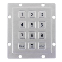 Teclado numérico impermeable de panel montado en metal de acero inoxidable de 16 teclas para quiosco
