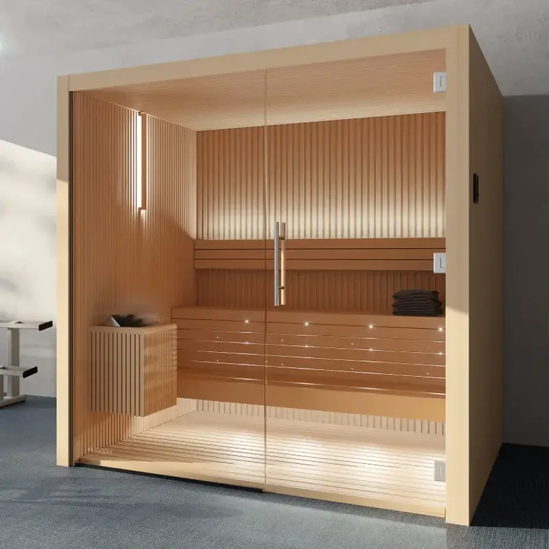 2024 nouveau Design grande qualité Sauna traditionnel pruche 4 personnes salle de Sauna intérieur avec panneau de commande intelligent
