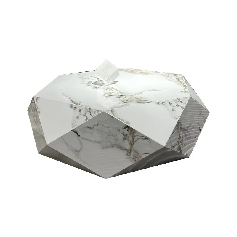 Mesa de chá baixa em forma de diamante para apartamentos pequenos, moderna e simples, designer criativo irregular